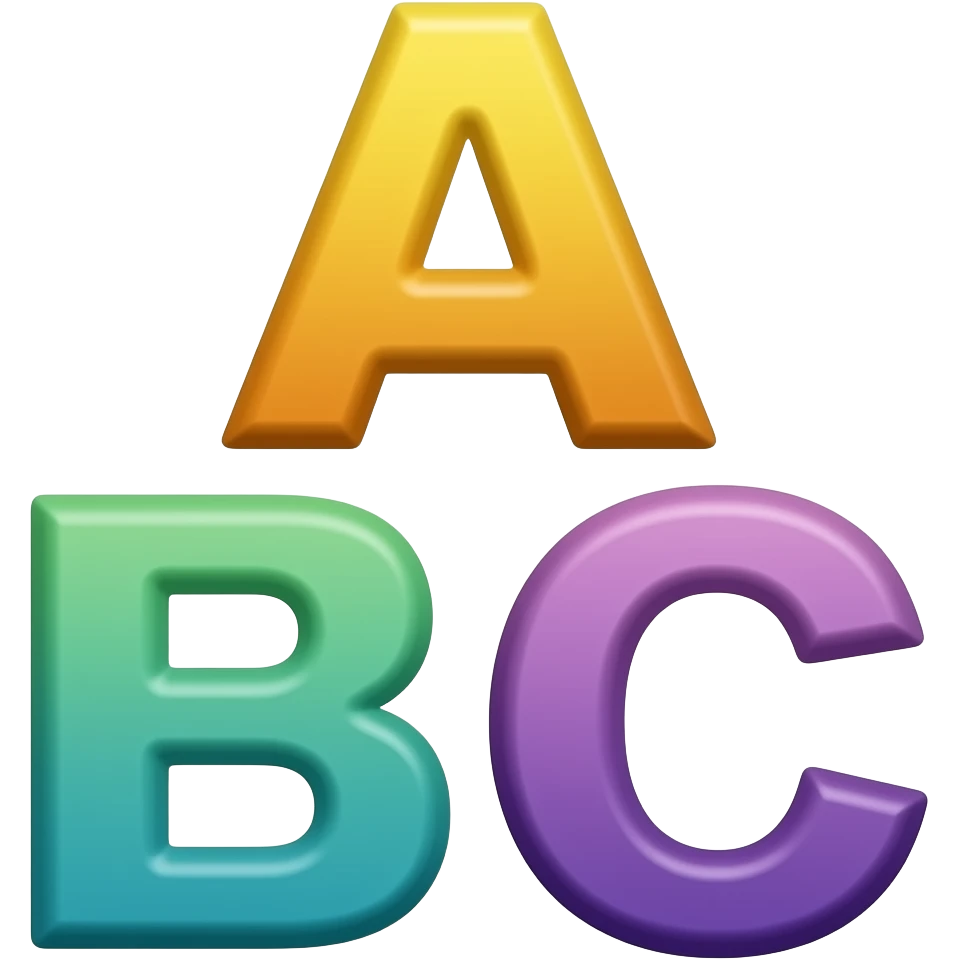 colourful letters ABC, A on top, B and C under A emoji