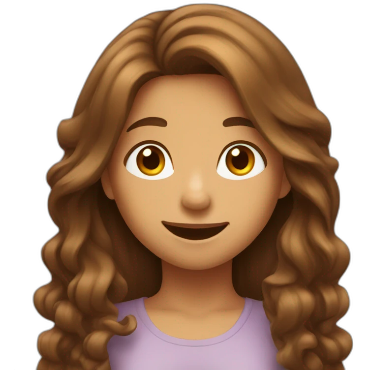 girl with brown long hair rejoices emoji