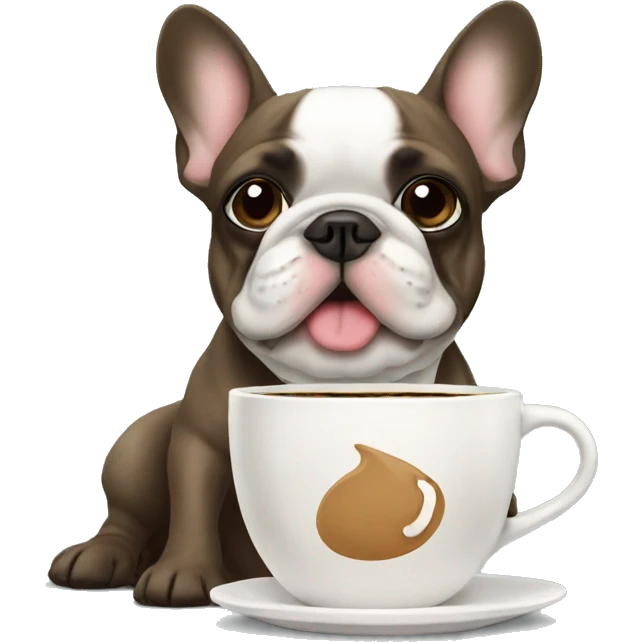 Frenchie drinking coffee emoji