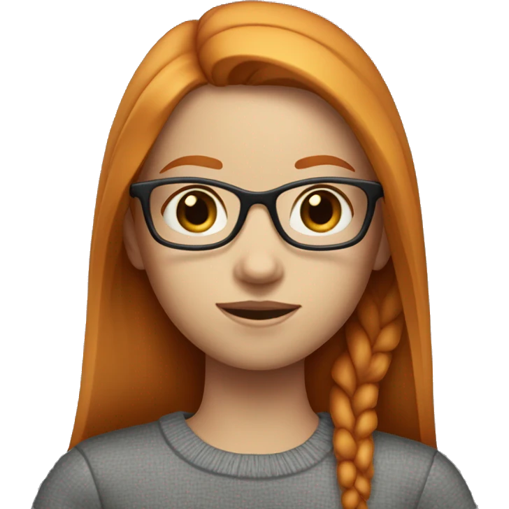 ginger girl with medium straight hair and blue eyes and glasses emoji