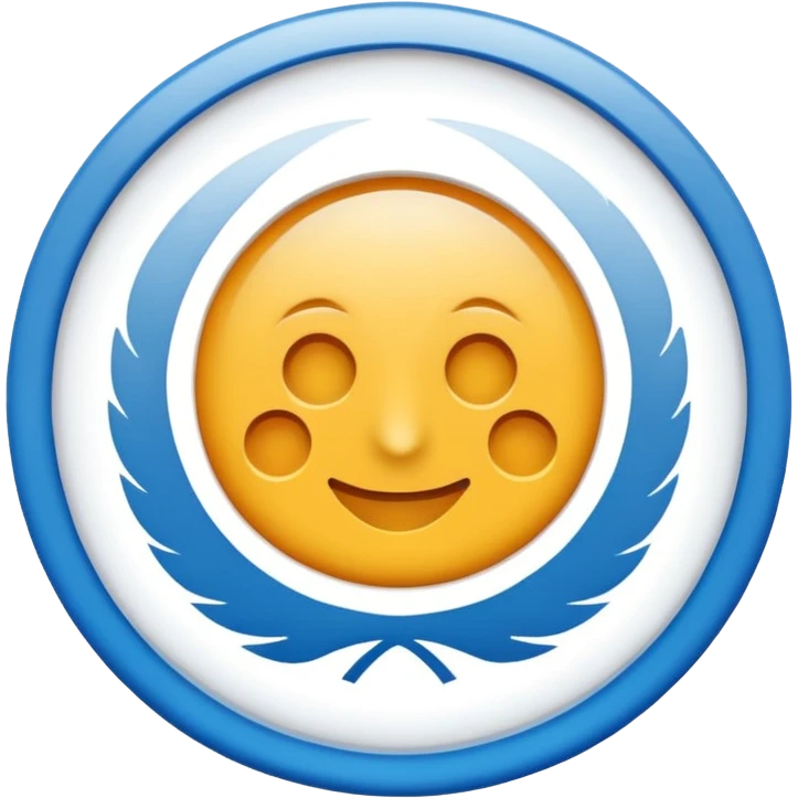 Un check blanco con el fondo azul y dentro de un circulo emoji