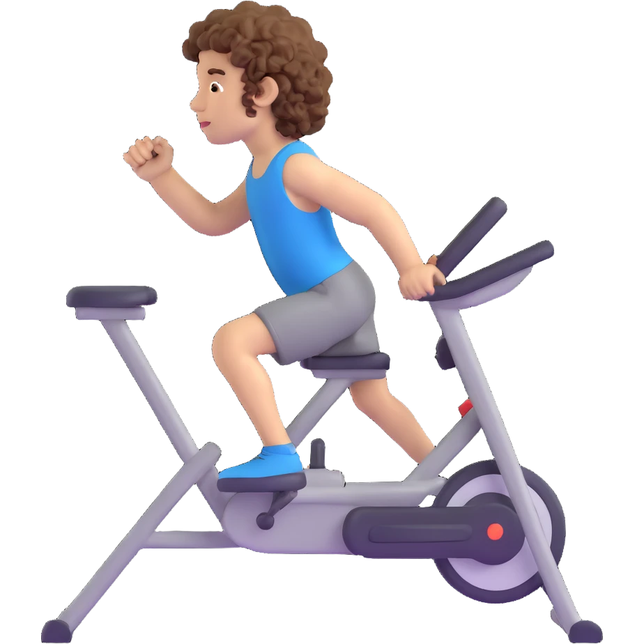 curly haired boy exercising at the gym emoji