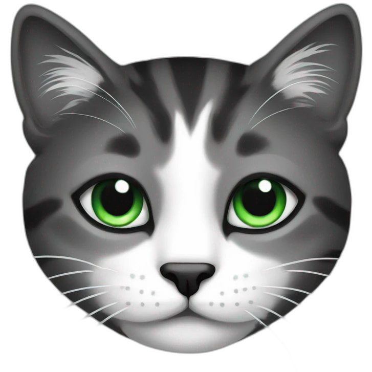 cat black and white green eyes emoji