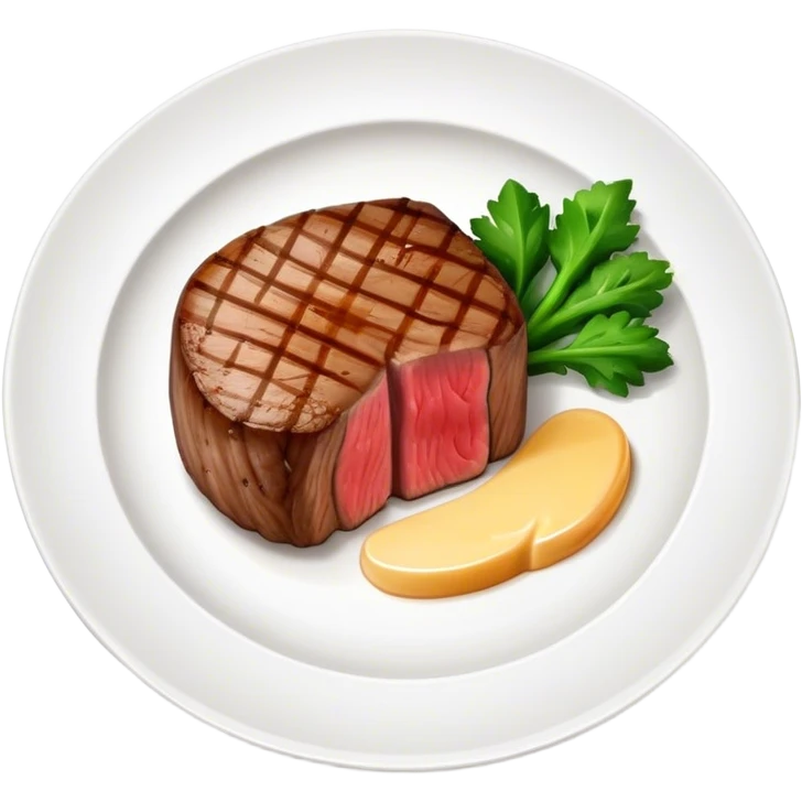 Filet mignon on a white plate  emoji