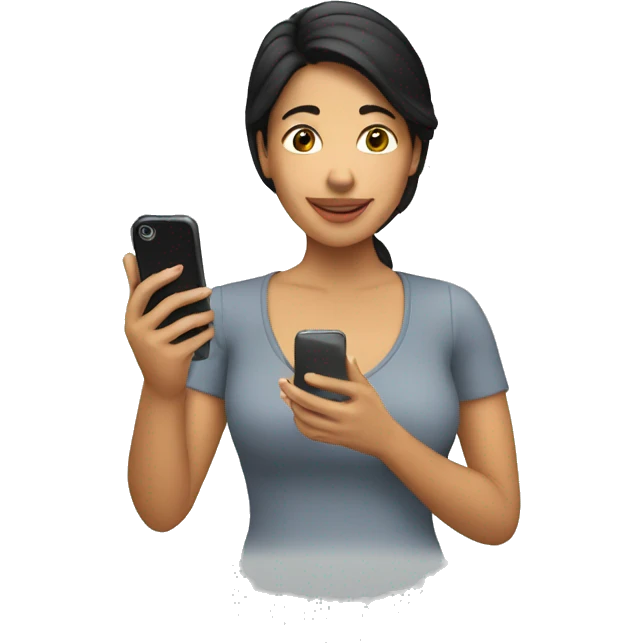 hispanic woman recording with phone camera emoji