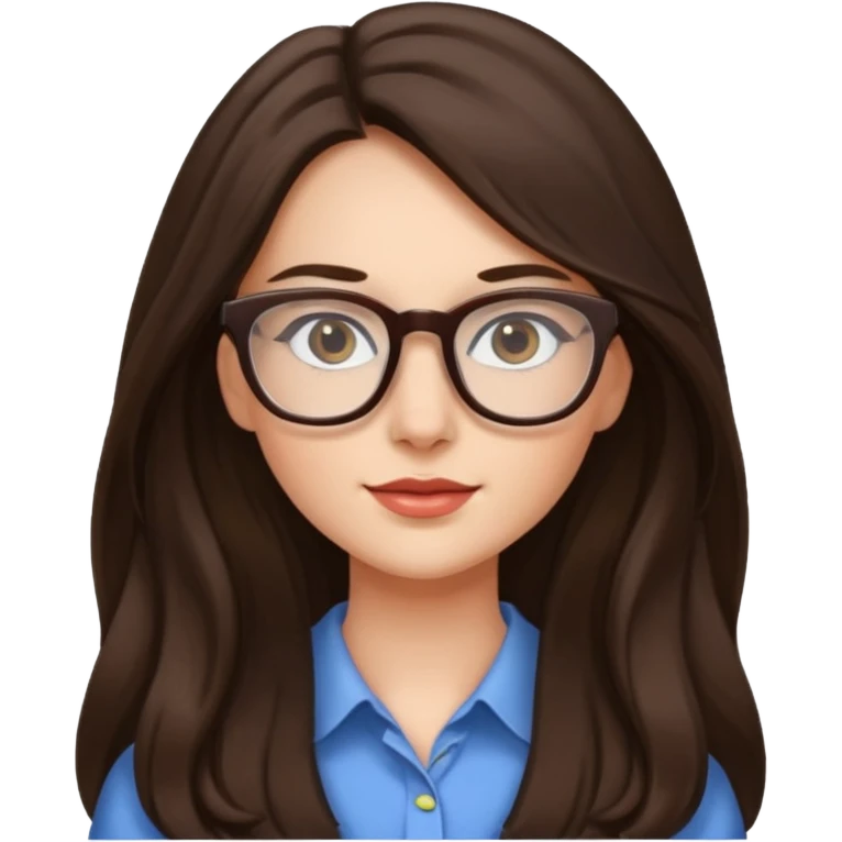 Pretty brunette long haired woman with glasses emoji