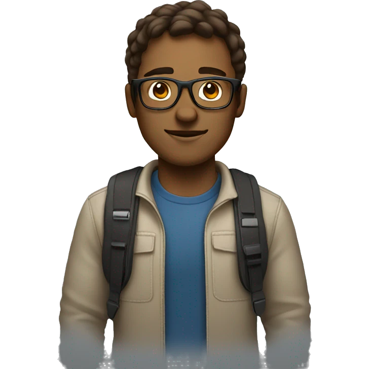 tech guy with transparent glasses and brown hair emoji