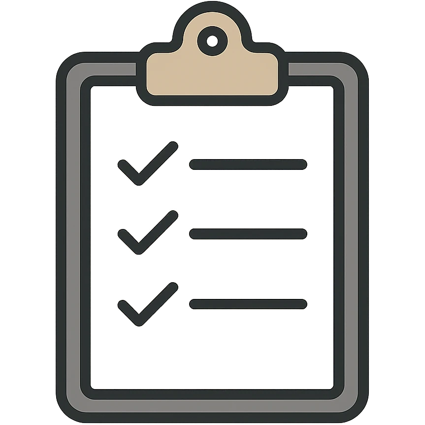 Create a very elegant assignment icon featuring a refined clipboard or checklist with subtle, sophisticated lines and a minimal, elegant color palette. The design should be sleek, modern, and professional with no guinea pig or other elements, focusing on simplicity and elegance. emoji