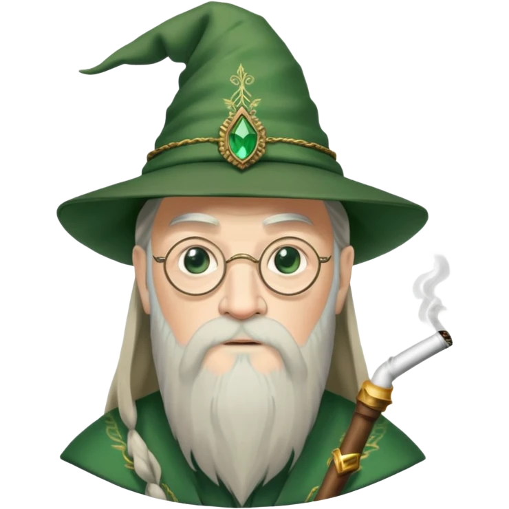 albus dumbledore from harry potter with green tasseled smoker hat and decorative motifs, without gem emoji