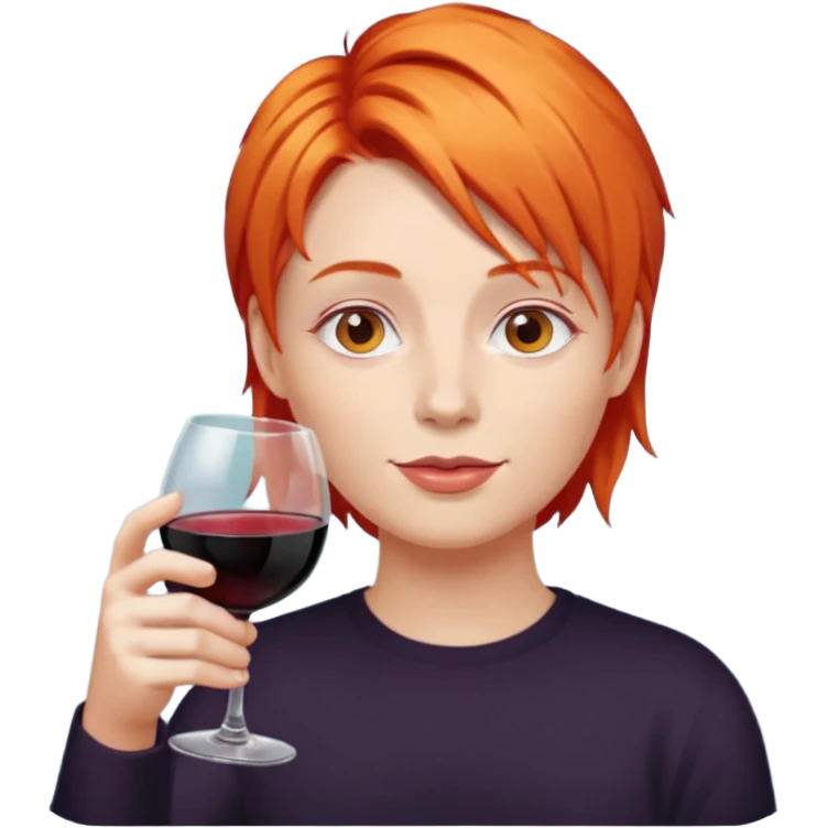 orange hair drinking wine emoji