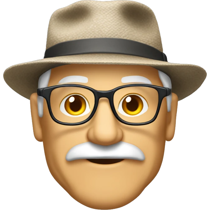 Mann, 67 Jahre, Vollbart, grau, Runde Brille, Halbglatze, Strohhut, Mayer, Panamahut emoji