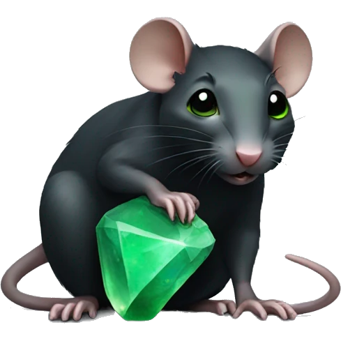 Black rat with green stone emoji