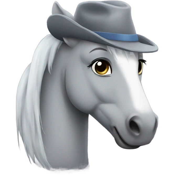 Grey pony with cute hat emoji