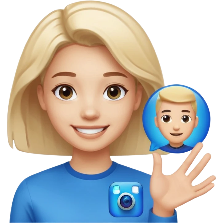 A realistic close-up photo of a professional-looking person smiling, with a blurred high-tech office background. Next to the person's face, there is a floating Instagram Blue Verified Badge. The lighting is cinematic, and the image looks like a high-end profile picture." emoji