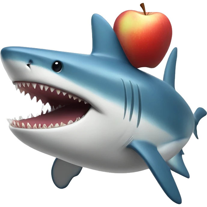 blue shark eating apple emoji