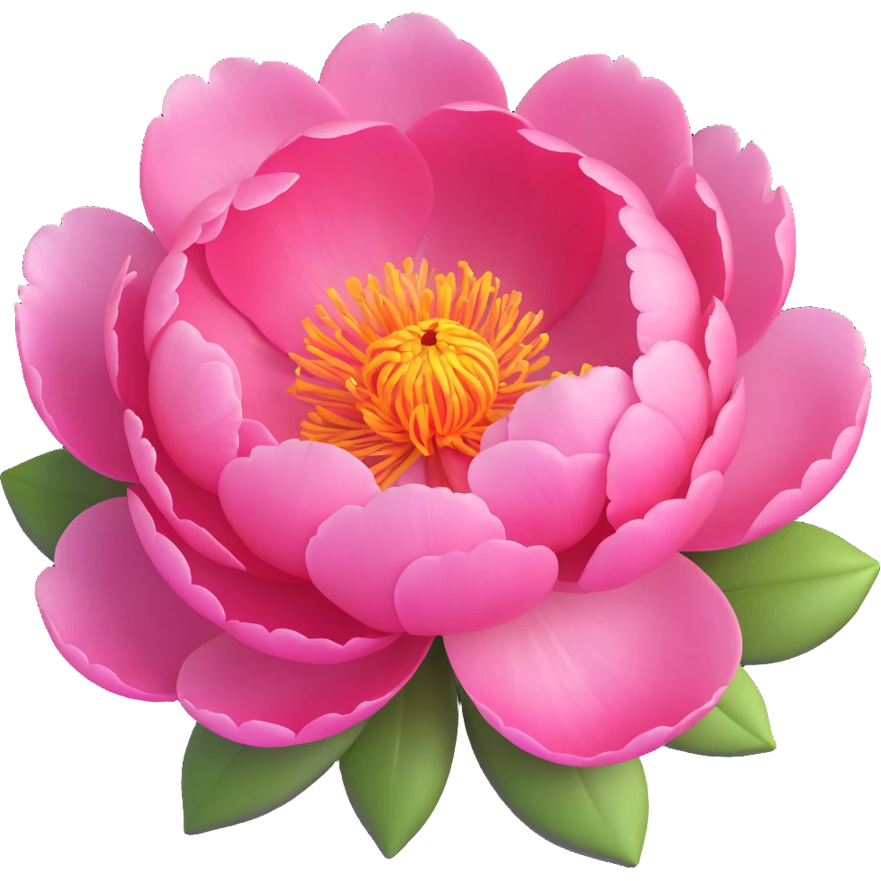 Recreate a pink peony flower in 3D iOS emoji style with realistic shading, smooth gradients, and a soft, rounded look. Keep the colors vibrant and the background transparent. emoji
