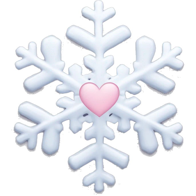 snowflake with pale pink heart in middle emoji