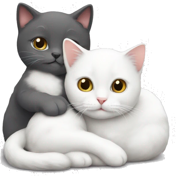 2 white cats cuddling and one is a kitten emoji