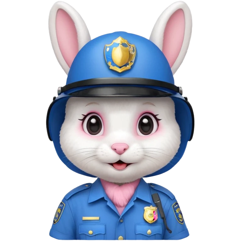 cute Rabbit police, blue uniform including helmet of uniform emoji