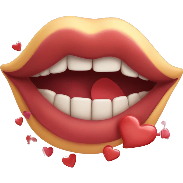 Biting lip with hearts flying around  emoji
