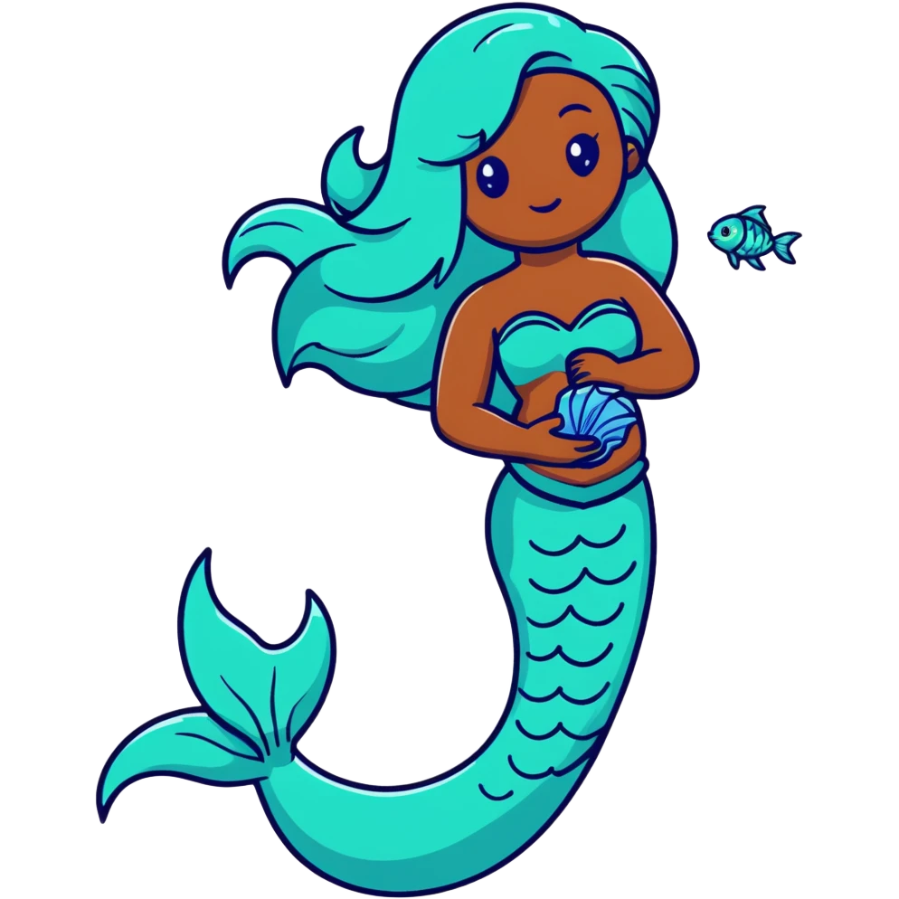full body black mermaid with dark skin and fish tail emoji