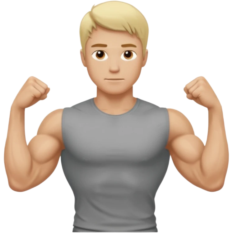 fais le meme blond, tee shirt gris mais musclé et fin emoji