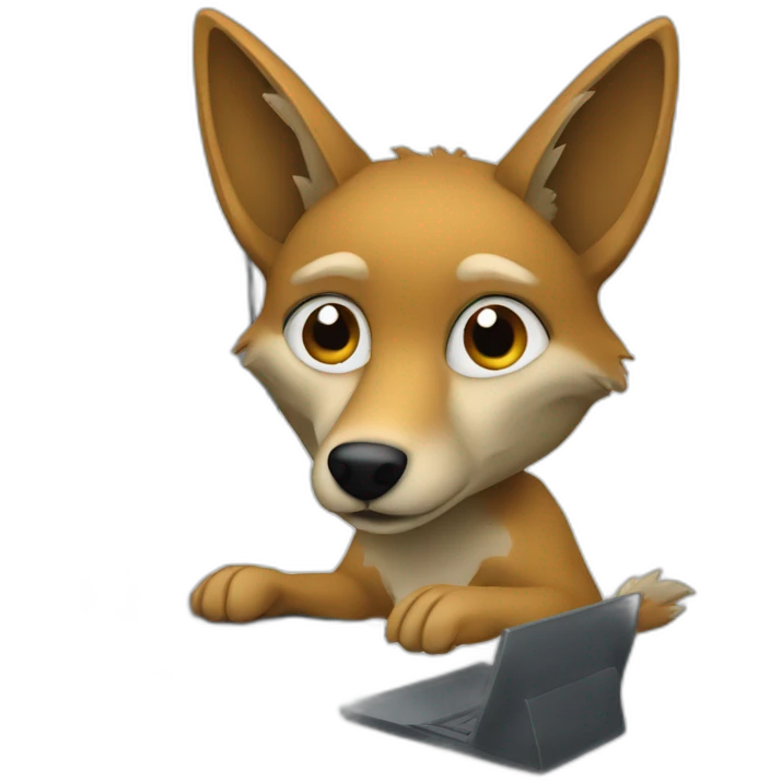 Jackal working at computer emoji