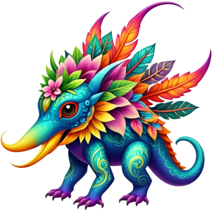 Colorful Exotic Floral Fakémon-Pokémon-creature emoji