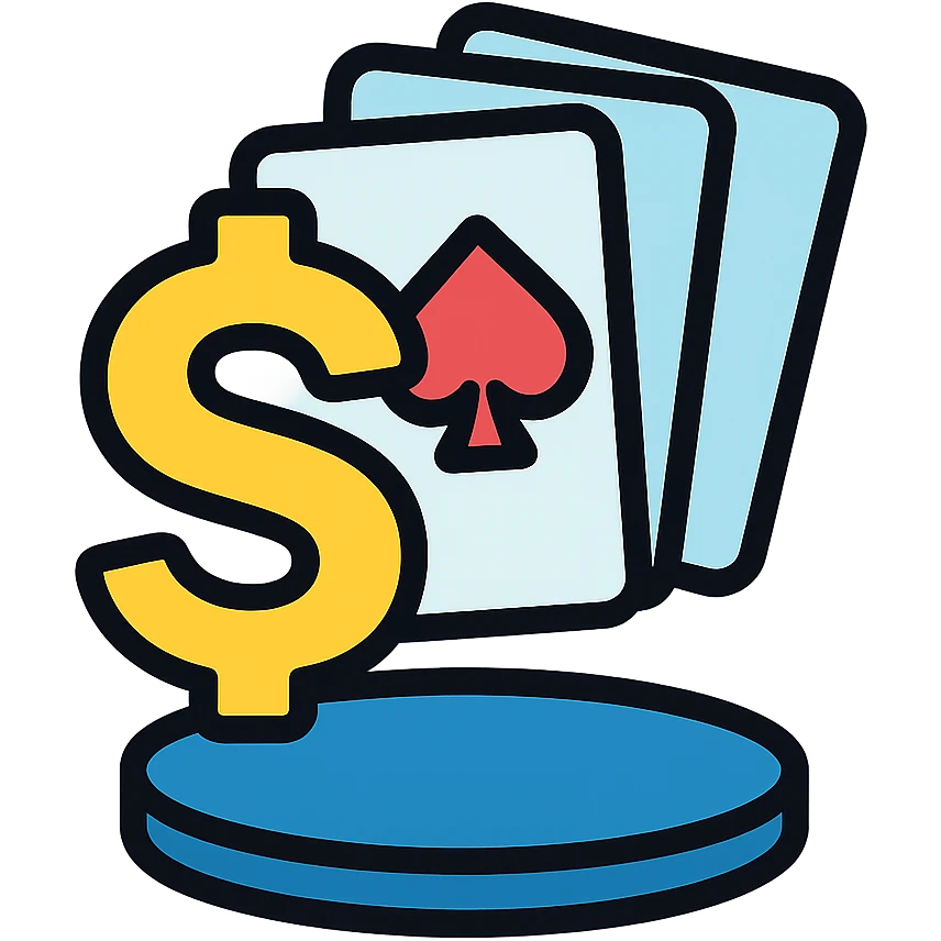 betting-themed logo with a stylized dollar sign and playing cards, modern look emoji