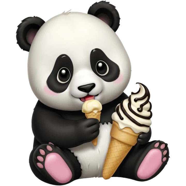 Panda eating ice cream emoji
