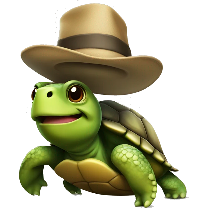 Turtle wearing hat emoji