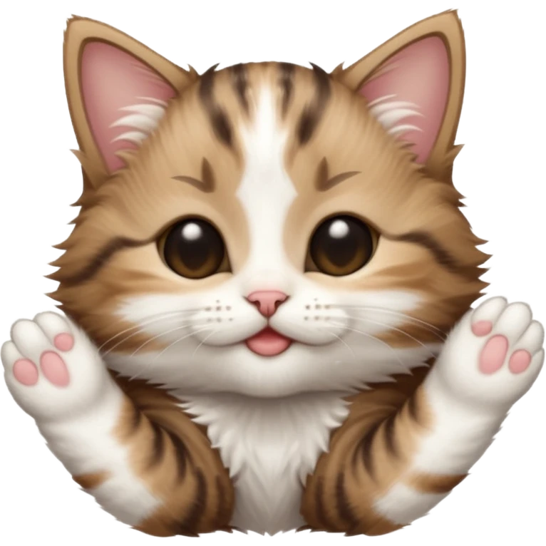 dark brown tabby and white kitten upside down with eyes closed emoji