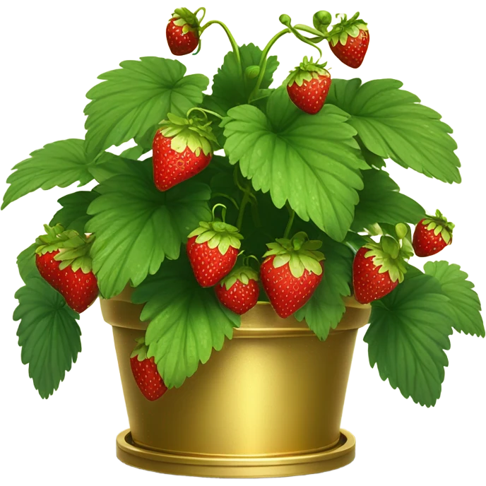 Strawberry plant in gold planter emoji