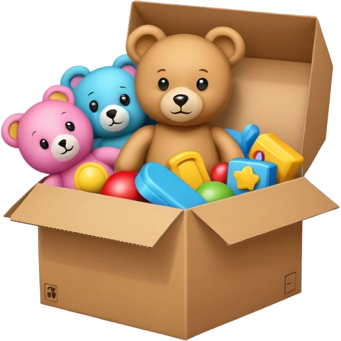 cardboard box with toys emoji
