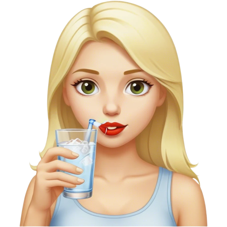 Blonde girl drinking vodka soda emoji