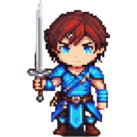 cute chibi male character with sword emoji
