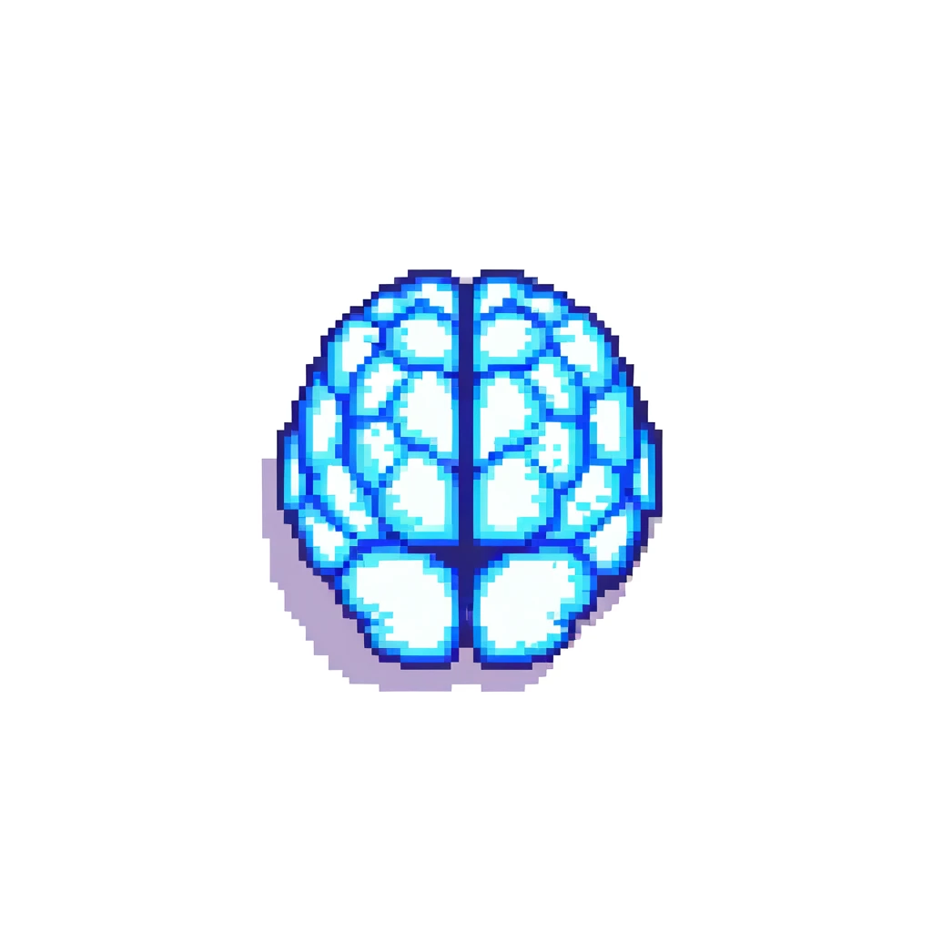 round superhuman brain icon, glowing brain with enhanced intelligence emoji