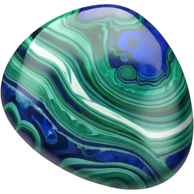 Azurite malachite cabochon gem with swirling blue and green patterns, smooth polished dome surface emoji