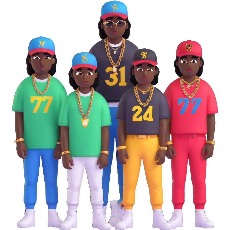 black cats as a music gang in New York with Playboi Carti and Lil Uzi Vert in the background emoji