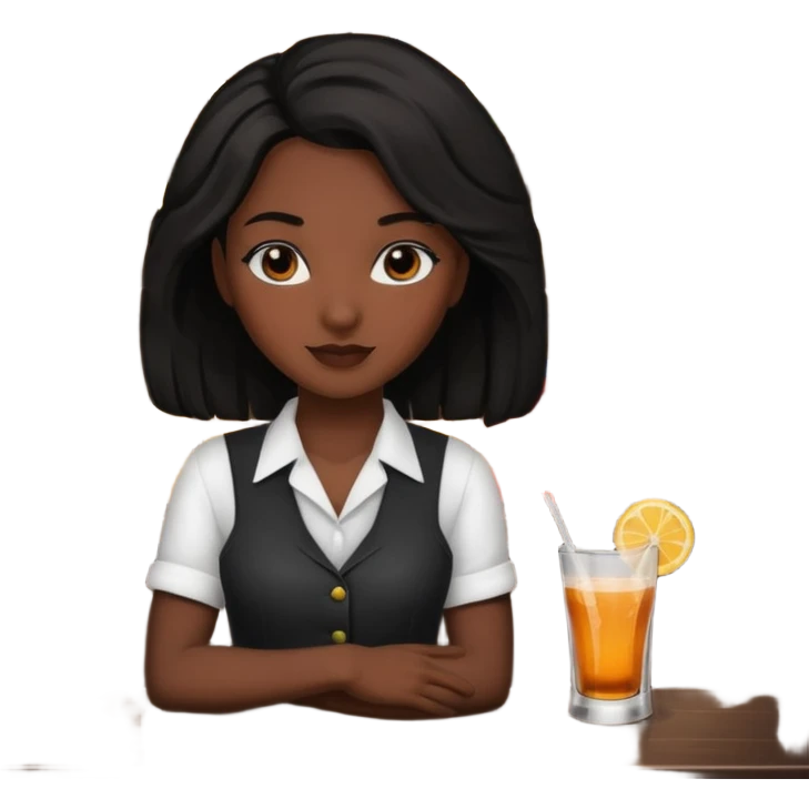 Bartender girl with dark black protective style hair emoji