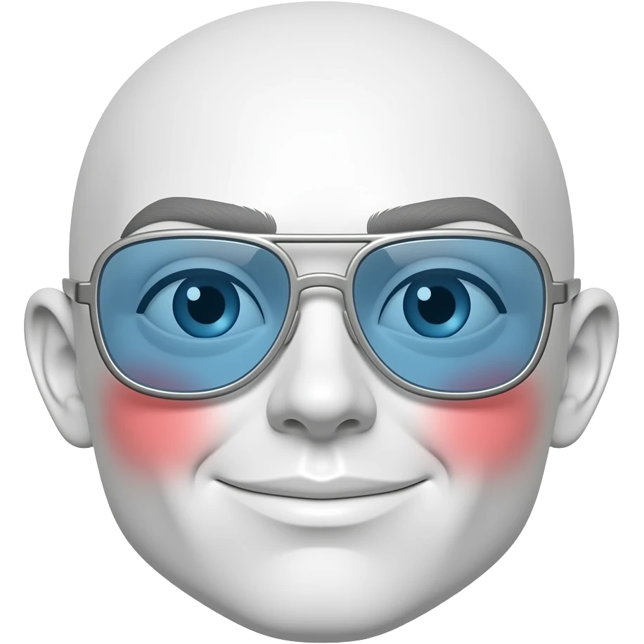 높은색상. 흰색 얼굴의 붉은색 홍조 파란렌즈 이모지 emoji