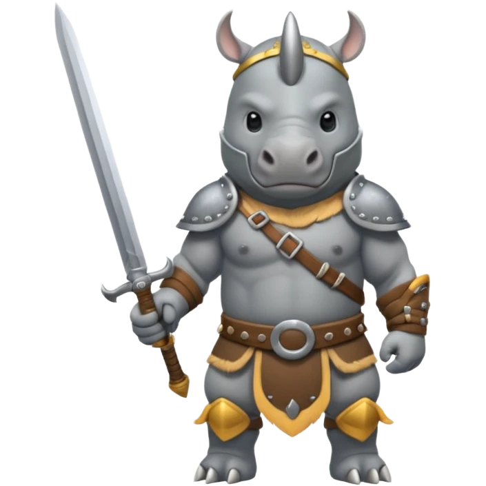 rhino with viking helmet and sword emoji