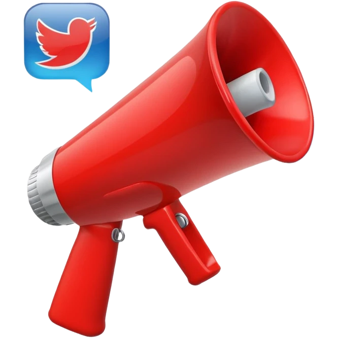 megaphone with social media icons around emoji