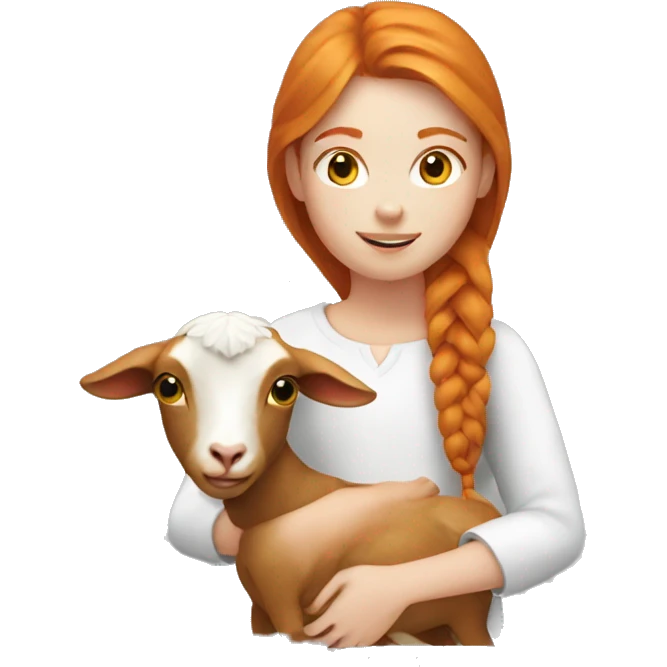 Ginger girl with a goat emoji