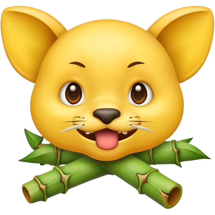 cute emoji face with determined expression biting bamboo muzzle emoji