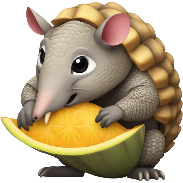 Armadillo eating fruit from side  emoji