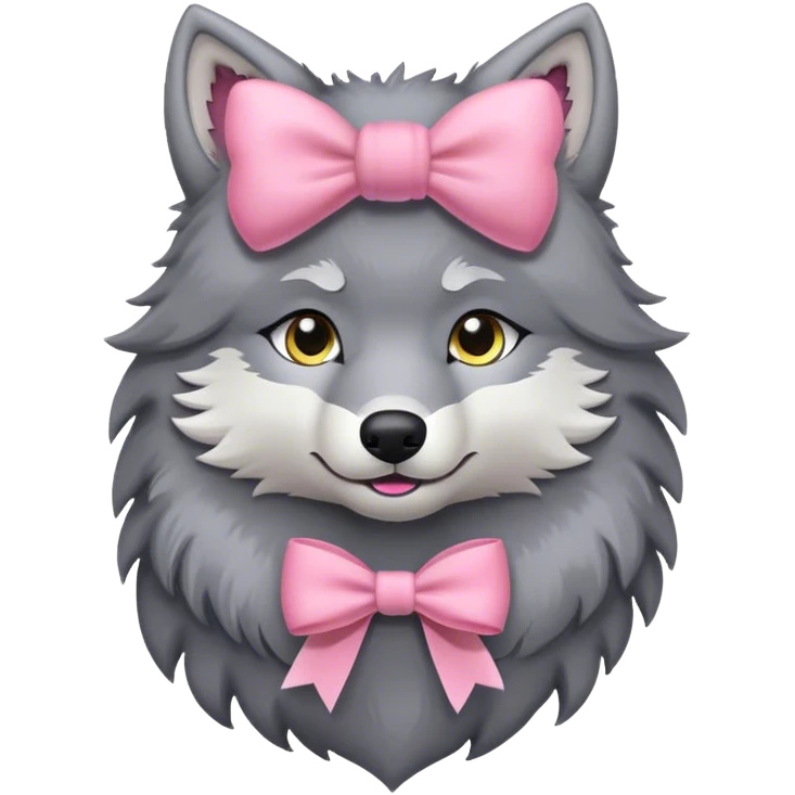 wolf with pink bow emoji