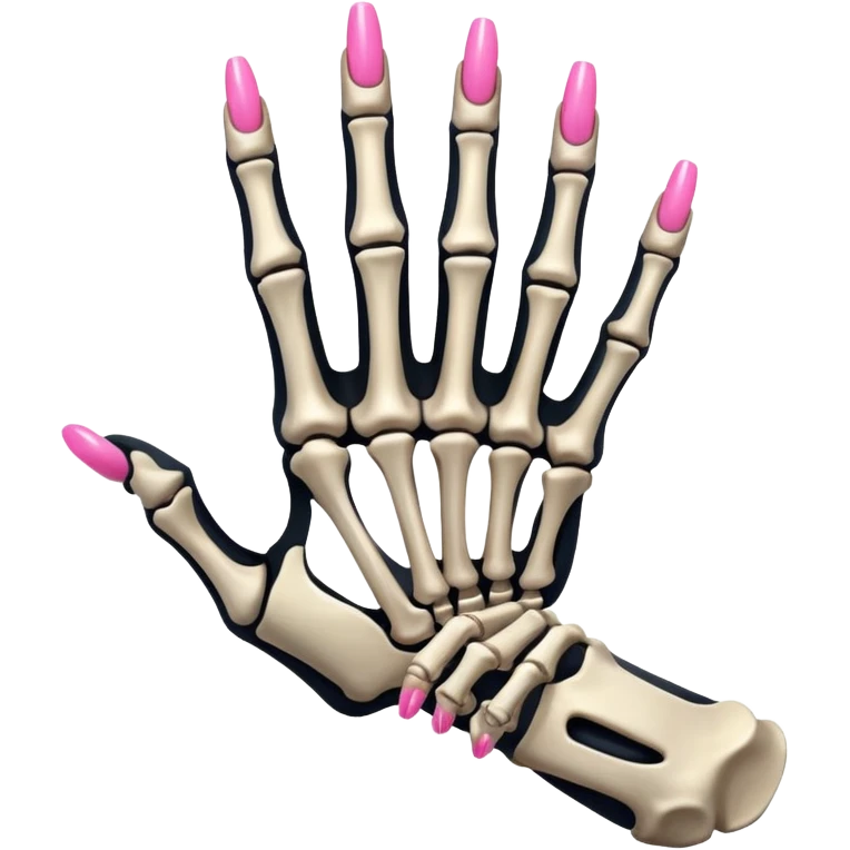 skeleton hand with long pink nails emoji