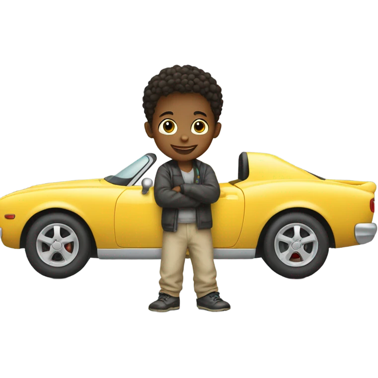 Little boy playing with cars  emoji