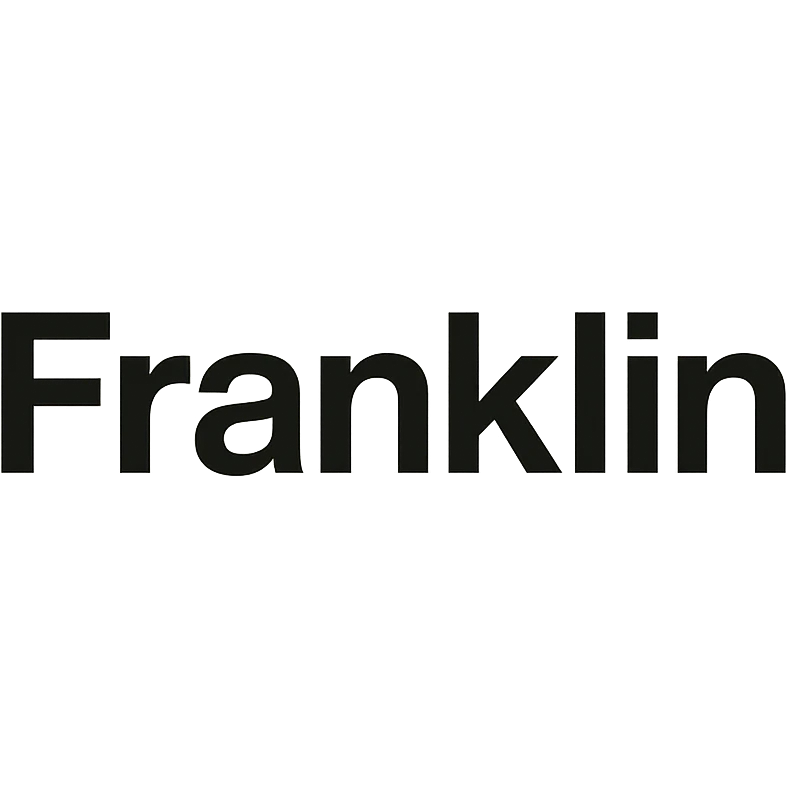 'Franklin' word mark, title case, modern Helvetica-style, startup branding, black emoji